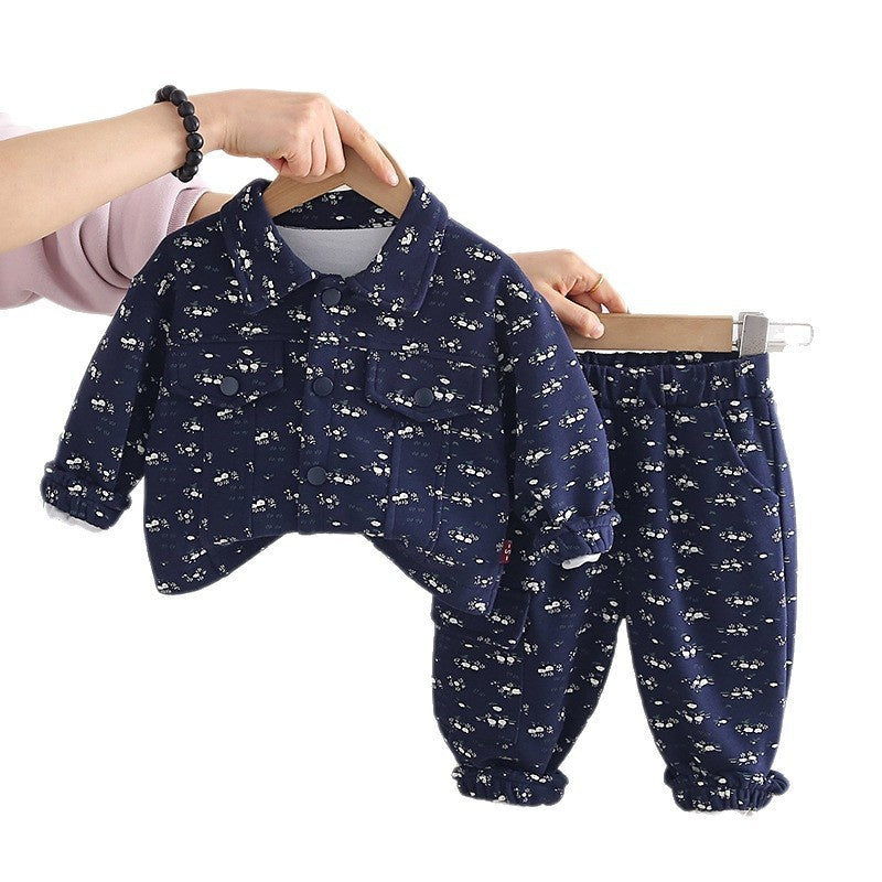 Girls' Outfit 2026 New Korean Style Fashionable Baby Spring and Autumn Full-Print Floral Long-Sleeve Two-Piece Set