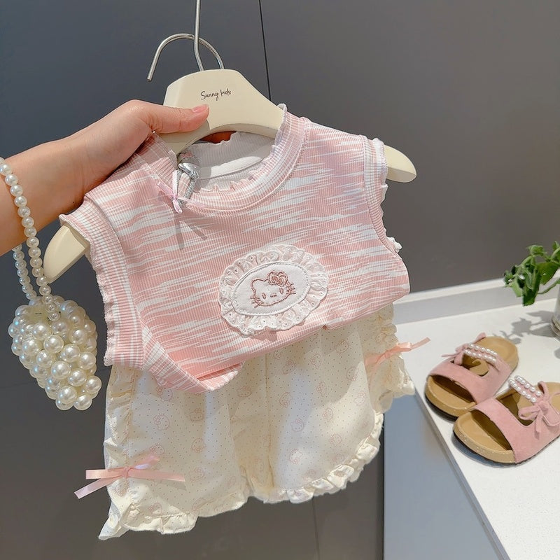 Girls' Outfit: Baby Vest and T-Shirt Two-Piece Set, Pure Cotton, 2026 New Summer Trend