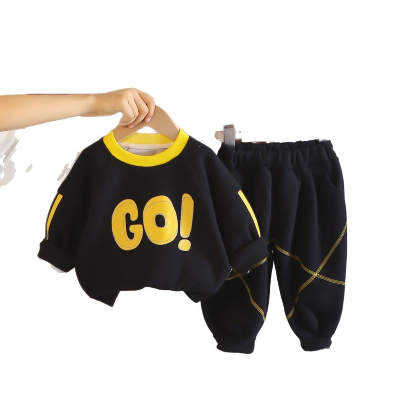 Cute Sweatshirt 2026 New Baby Spring and Autumn Clothes Children's Wear Boys' Fashionable Two-Piece Set Trendy
