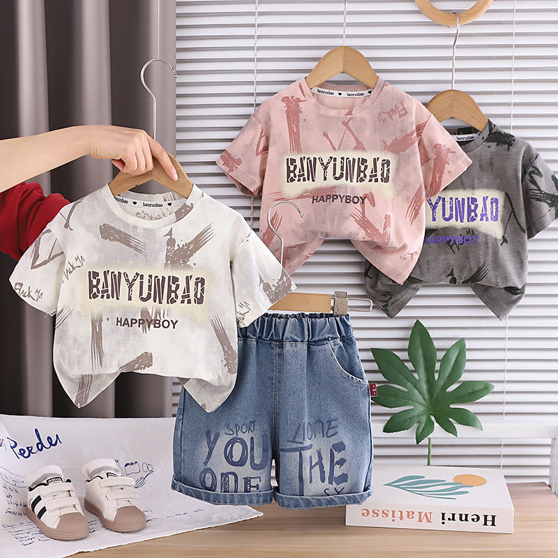 Boys' Outfits 2026 New Fashionable Casual Baby Short-Sleeve Summer Korean Style Two-Piece Set Trendy
