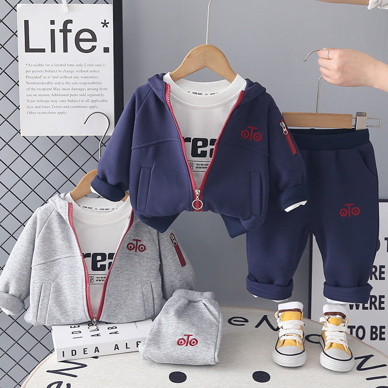 Outfit 2026 New Style Infant Boys' Spring and Autumn Fashionable Long Sleeve Jacket Three-Piece Set