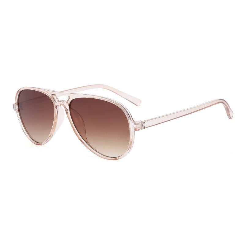 New European and American double beam toad glasses retro fashion sunglasses pilot sunscreen advanced sense UV protection sunglasses