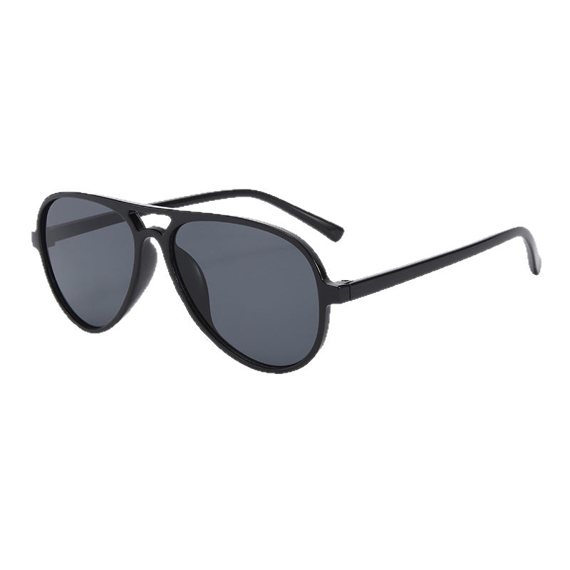 New European and American double beam toad glasses retro fashion sunglasses pilot sunscreen advanced sense UV protection sunglasses