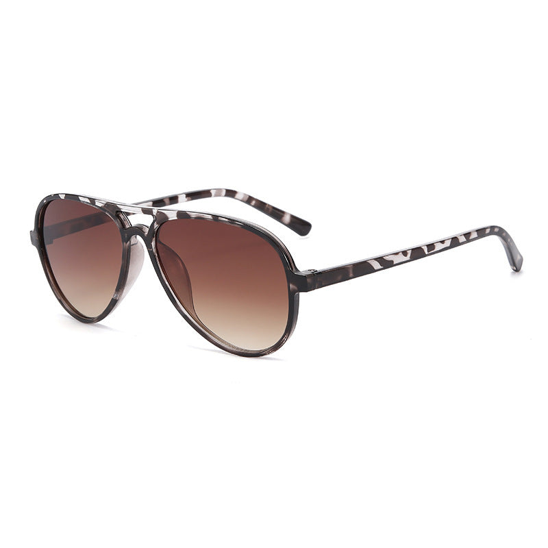 New European and American double beam toad glasses retro fashion sunglasses pilot sunscreen advanced sense UV protection sunglasses