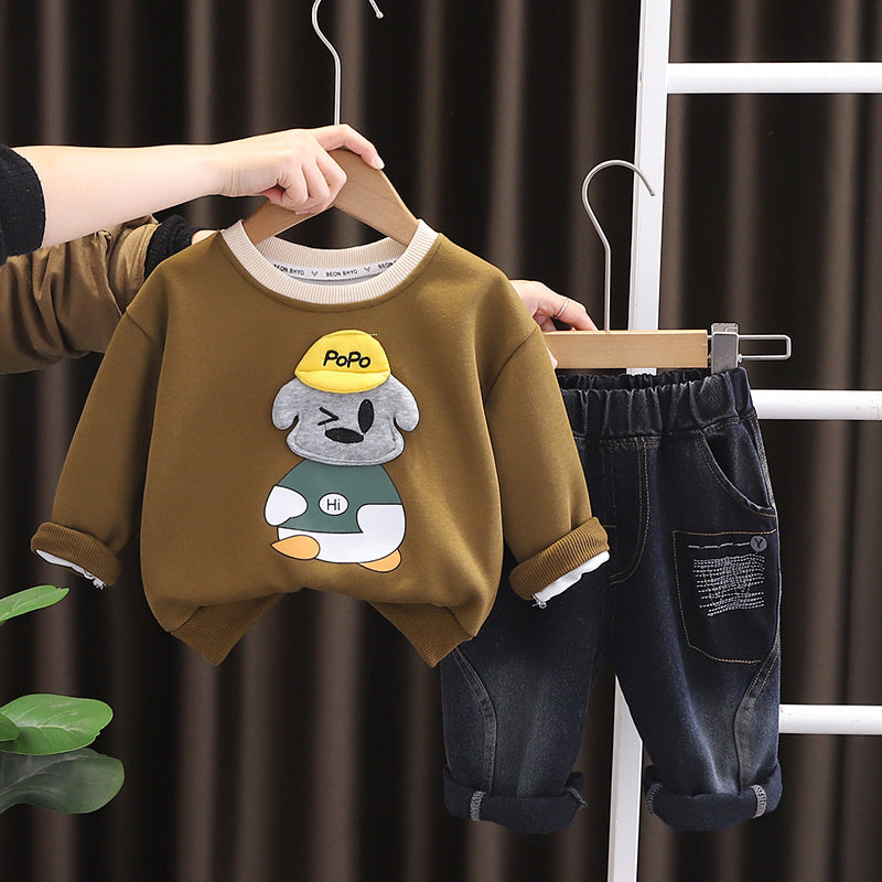 Boys' Outfit Hat Bear Set 2025 New Children's Clothing 0-4 Years Old 2 Baby Spring Autumn Clothes Toddler