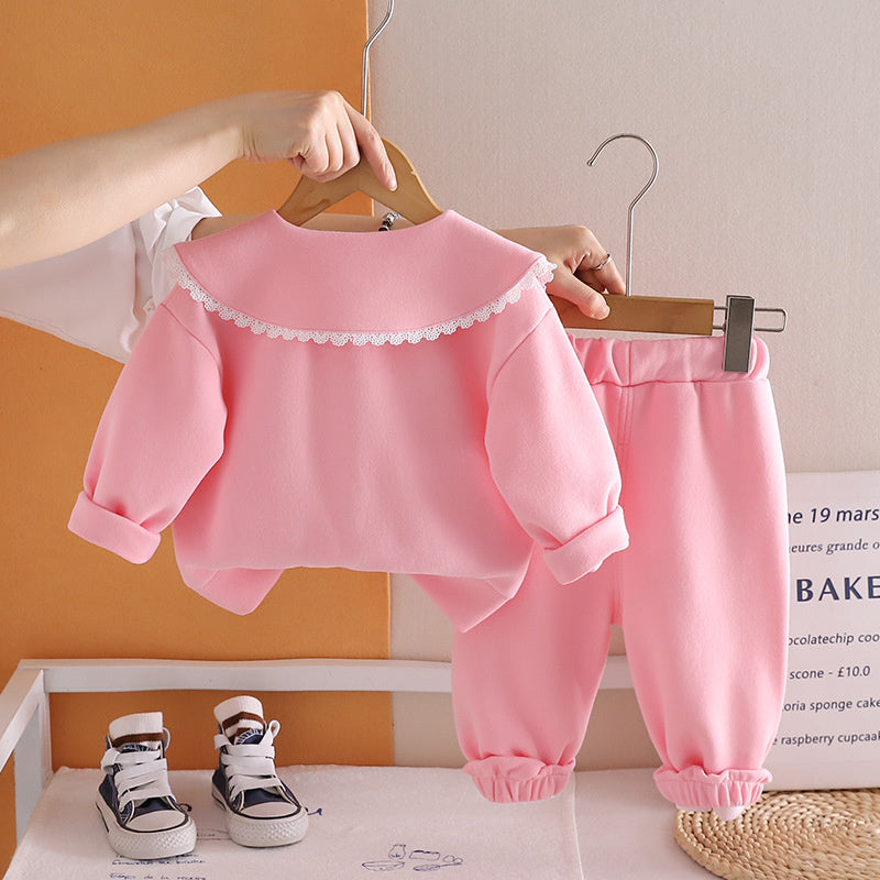 Girls' Spring and Outfit 2026 New Fashionable Baby Cat Two-Piece Set Children's Infant Autumn Casual Clothes