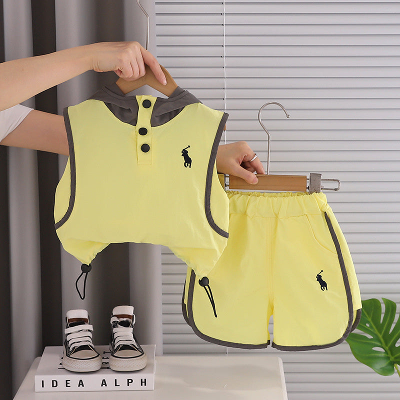 Baby Boy Sleeveless Hooded Two-Piece Set 2026 New Infant Summer Outfit for 1-3 Year Olds 5