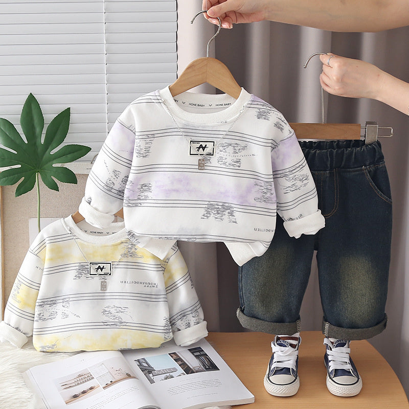 Boys' Outfit 2026 New Fashionable Two-Piece Set for Children, Baby Spring and Autumn Casual Trendy Clothes