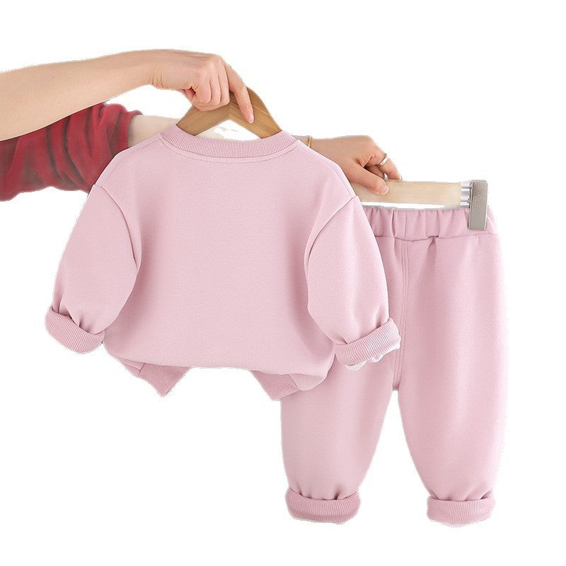 Baby girl sweatshirt set, spring and autumn outfit, girls' sportswear, 2026 new stylish two-piece outfit for little girls