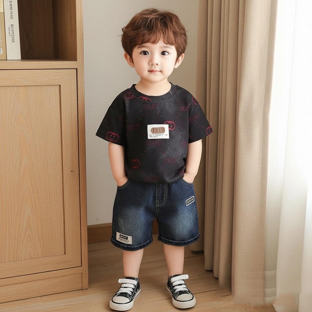 Boys' Outfit 2026 New Style Infant Children's Short Sleeve Two-Piece Set Stylish Baby Summer Casual Clothes