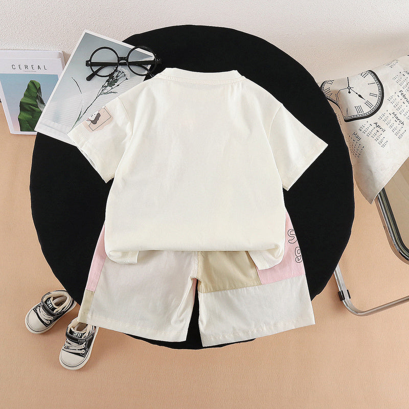 2026 New Baby Outfit Infant Children's Clothes Summer Kids' Clothing Square Animal Short Sleeve Shorts Two-Piece Set