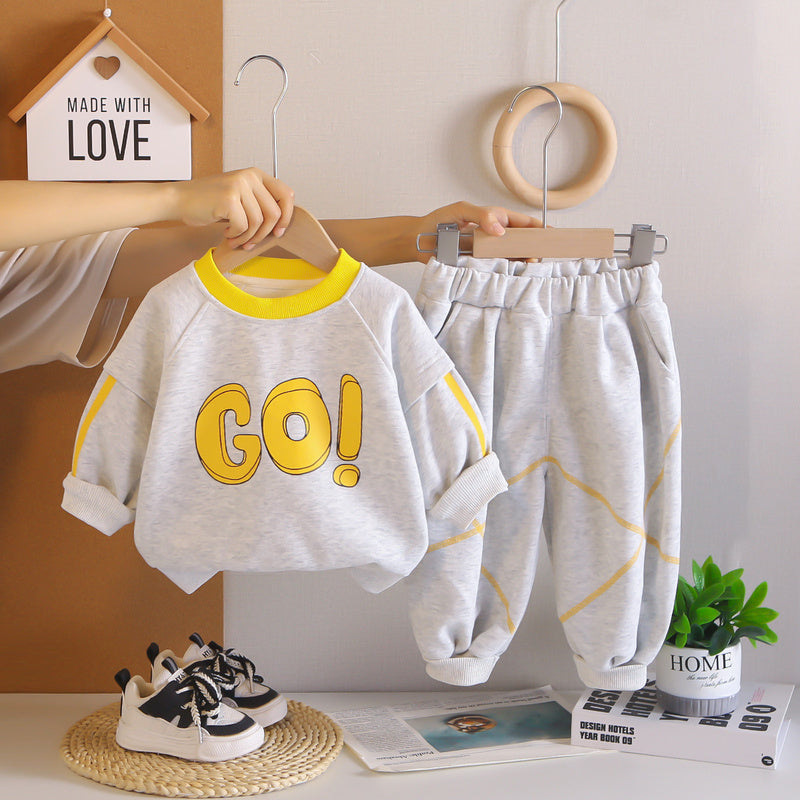 Cute Sweatshirt 2026 New Baby Spring and Autumn Clothes Children's Wear Boys' Fashionable Two-Piece Set Trendy