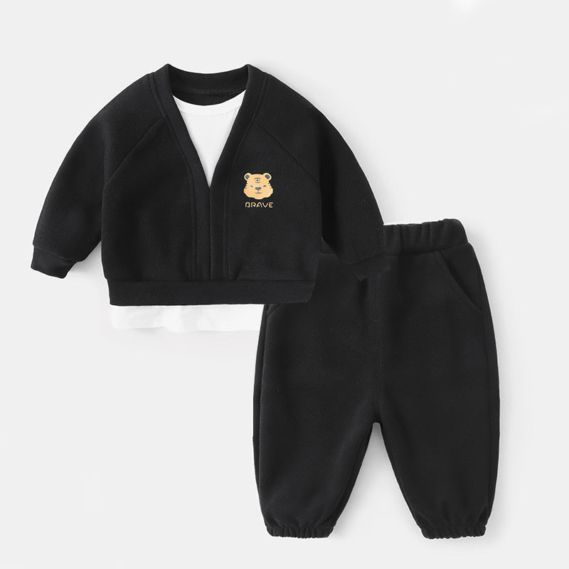Boys' Outfit Children's Sweatshirt Sweatpants New Stylish Baby Boy Two-Piece Set Spring and Autumn Style