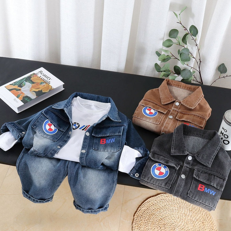 Boys' Outfit: Denim Jacket Three-Piece Set, Children's Spring and Autumn Suit, 2026 New Korean Style Trendy Baby Outfit