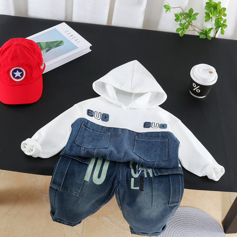 Boys' Outfit 2026 New Spring and Autumn Casual Stylish Baby Hoodie Two-Piece Set Children's Clothing Wholesale