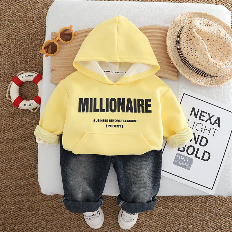Boys' Clothing Baby Outfit English Sweatshirt Two-Piece Set 2025 New Infant Spring Autumn Children's Clothes 1 to 5 Years Old