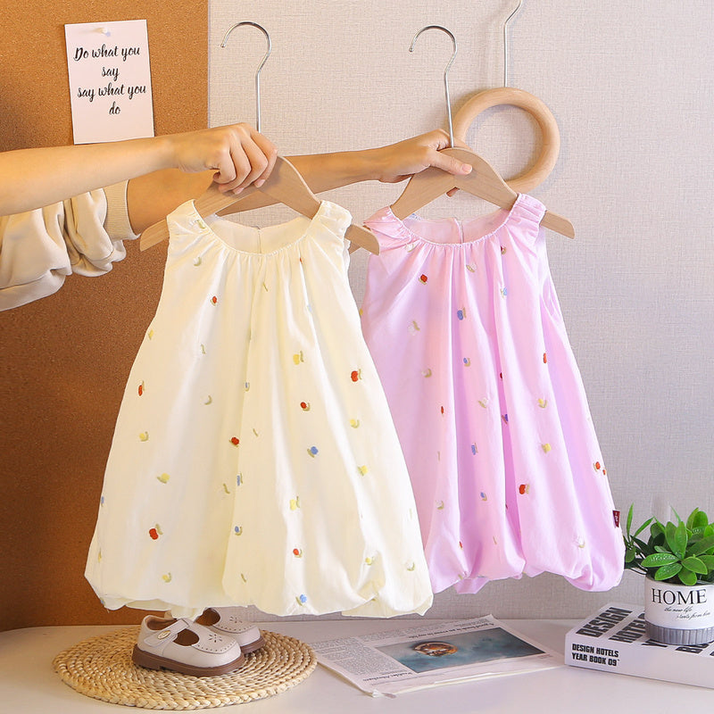 Girls' Embroidered Bud 2026 New Fashionable Baby Girl Princess Dress Infant Sleeveless Summer Outfit