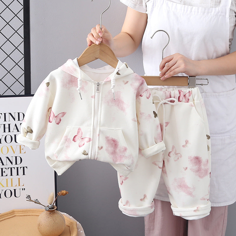 Girls' Outfit Long Sleeve 2025 New Children's Zipper Shirt Two-Piece Stylish Baby Spring and Autumn Set