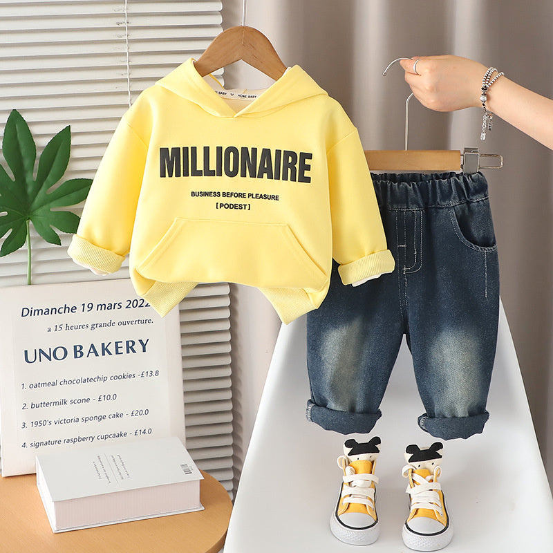 Boys' Clothing Baby Outfit English Sweatshirt Two-Piece Set 2025 New Infant Spring Autumn Children's Clothes 1 to 5 Years Old