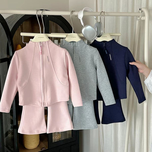 2026 New Fashionable Baby Girl Outfit, Stylish Girls' Sportswear, Spring and Autumn Two-Piece Coat Set