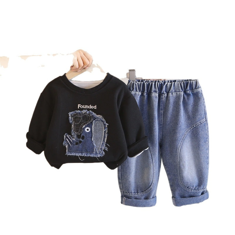 Boys' Spring Autumn Outfit 2026 New Stylish Children's Clothing Baby Patch Cartoon Clothes for Boys Trendy and Fashionable