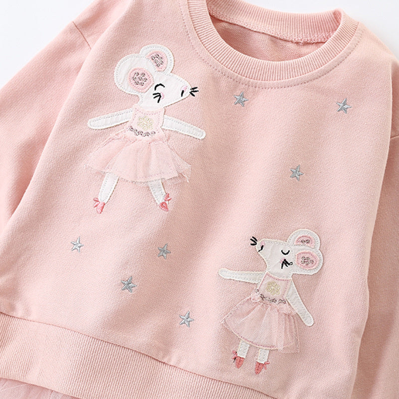 Malwee Girls' Two-Piece Set Autumn New European and American Style Casual Round Neck Long Sleeve Children's Fashionable Outfit
