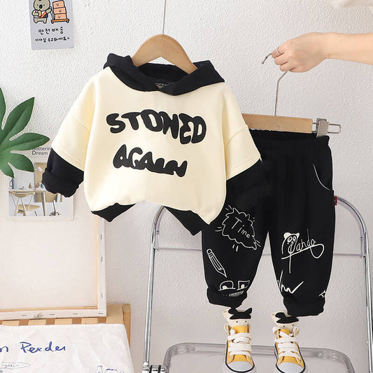 Boys' 2025 New Sweatshirt Baby Fashionable Spring and Autumn Stylish Casual Long Sleeve Two-Piece Set