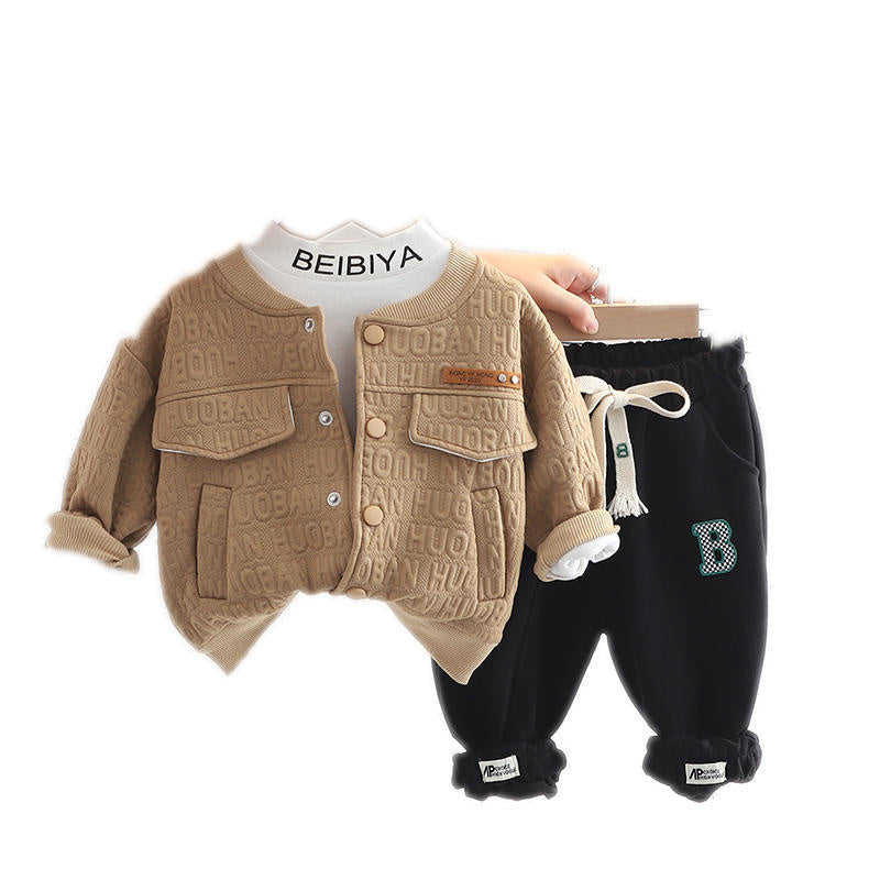 Children's Clothing Boys Spring and 2023 New Fashionable Three-Piece Set for Kids 0-3 Years Old 4 Baby Autumn Trendy 5