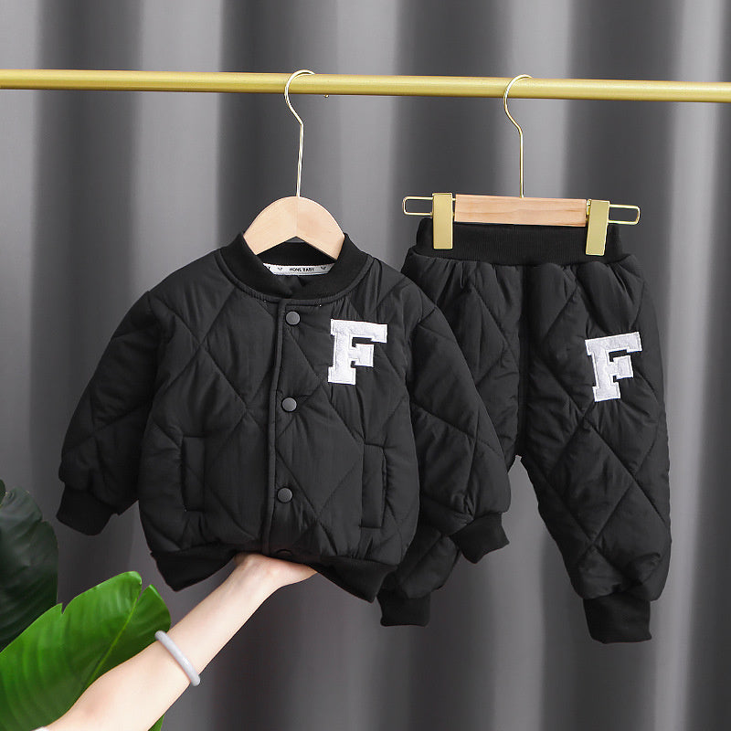 Boys' Thickened Children's Winter Letter Cotton Jacket 2022 New Fashionable Baby One-Piece Dropshipping
