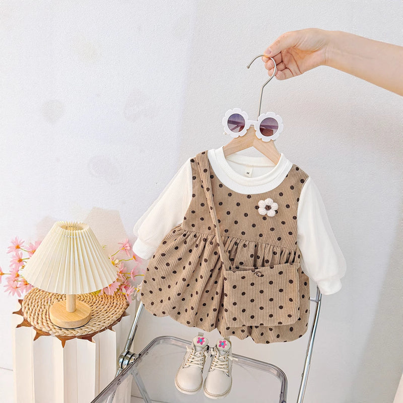 New Style Baby Long Sleeve Fake Strap Toddler Girl Little Princess Stylish Spring Autumn Dress