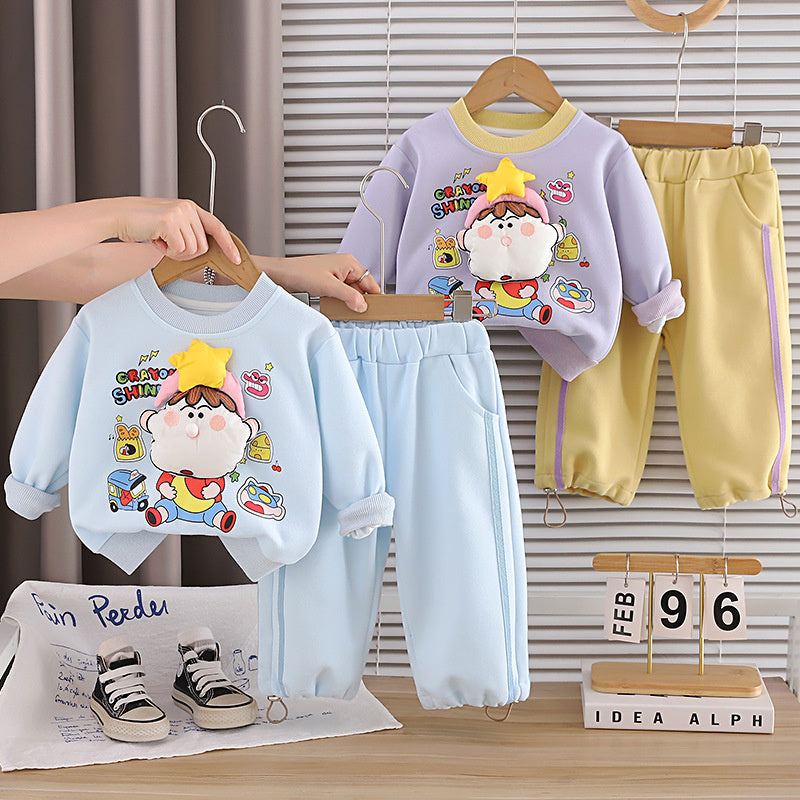 Boys' Outfit 2026 New Fashionable Baby Spring and Autumn Cute Two-Piece Set Infant Girls' Sweatshirt