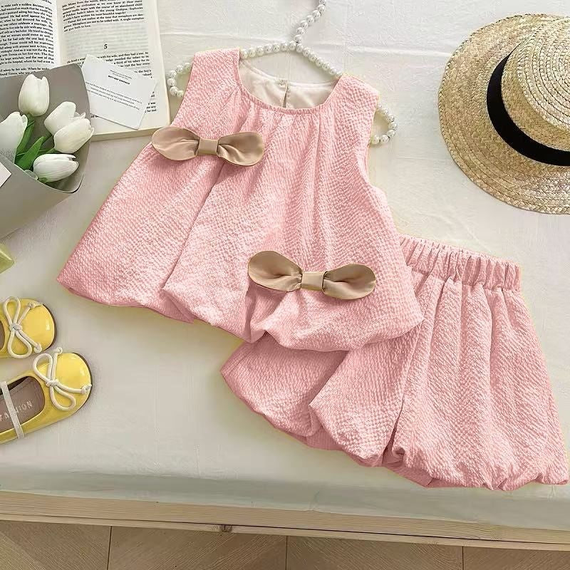 Cross-border children's clothing Girls' summer short sleeved skirt two-piece set