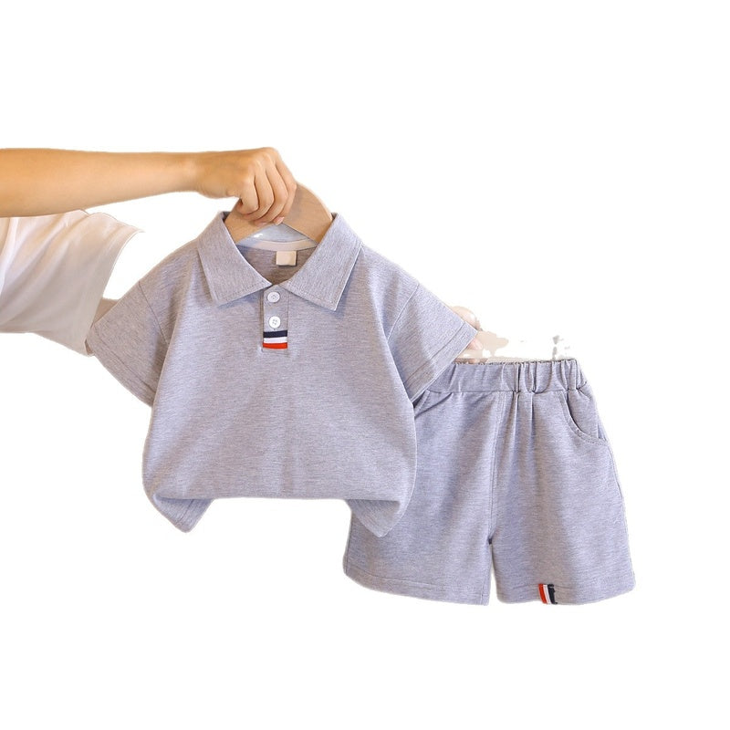 Boys' polo shirt set, new style, stylish short-sleeved clothing children, two-piece summer outfit for baby boys and infants