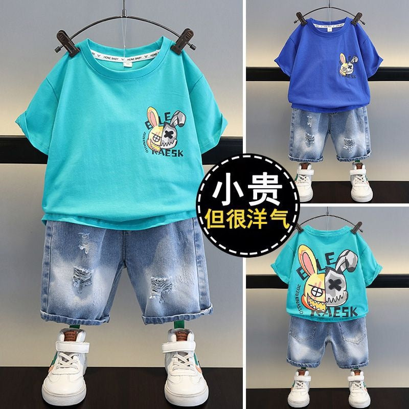 Children's clothing outfit 23 new stylish baby clothes boys' children's summer handsome short-sleeve two-piece set
