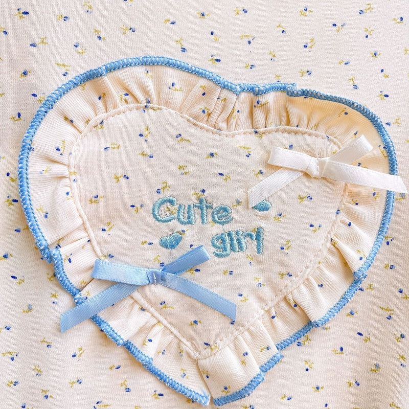 24060 Girls' Summer New Children's Clothing 2024 Baby Girl Heart-Shaped Floral Print Puffy Cake Skirt Two-Piece Set