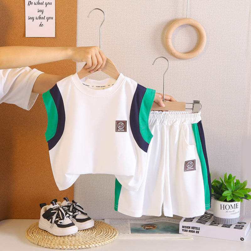 Boys' Outfit 2026 New Model Children's Sports Sleeveless Clothes Summer Thin Baby Vest Two-Piece Set Trendy