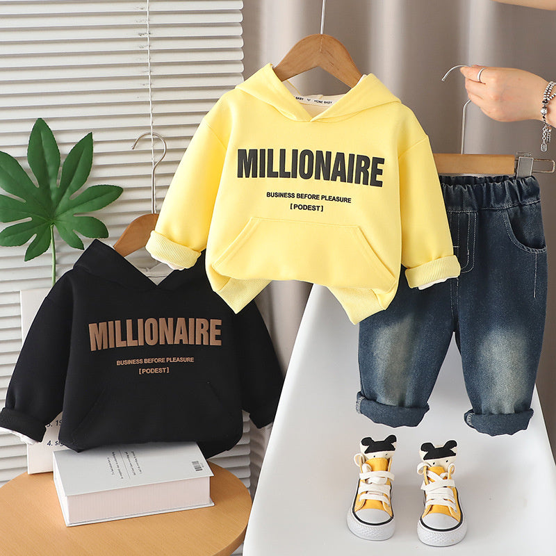 Boys' Clothing Baby Outfit English Sweatshirt Two-Piece Set 2025 New Infant Spring Autumn Children's Clothes 1 to 5 Years Old