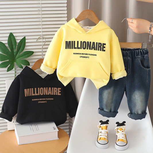 Boys' Clothing Baby Outfit English Sweatshirt Two-Piece Set 2025 New Infant Spring Autumn Children's Clothes 1 to 5 Years Old