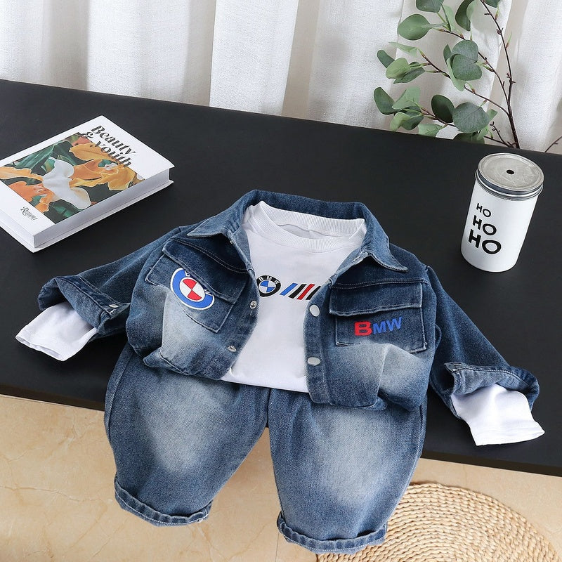 Boys' Outfit: Denim Jacket Three-Piece Set, Children's Spring and Autumn Suit, 2026 New Korean Style Trendy Baby Outfit