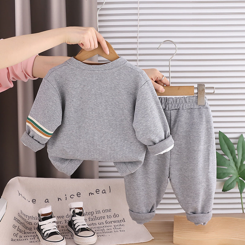 Boys' Outfit Stylish 2026 New Baby Children's Spring and Autumn Long Sleeve Korean Version Bear Cardigan Three-Piece Set Trendy