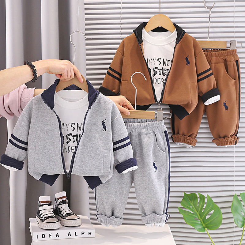 Outfit 2026 New Children's Casual Long Sleeve Three-Piece Set Baby Boys' Spring and Autumn Fashion Wholesale