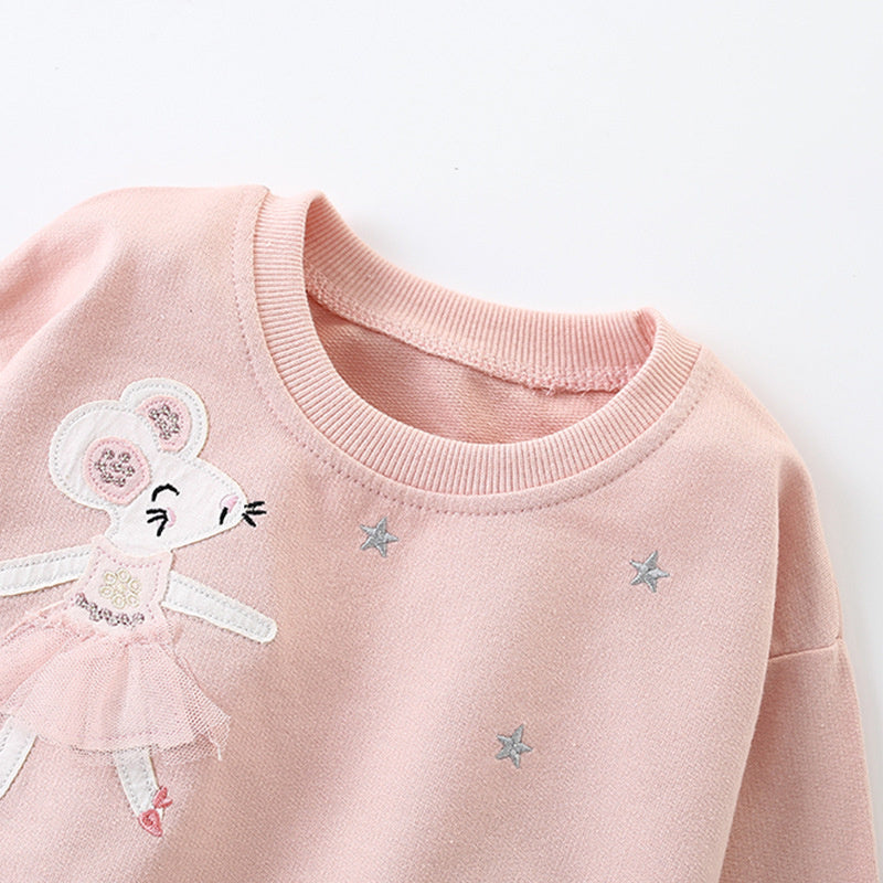 Malwee Girls' Two-Piece Set Autumn New European and American Style Casual Round Neck Long Sleeve Children's Fashionable Outfit