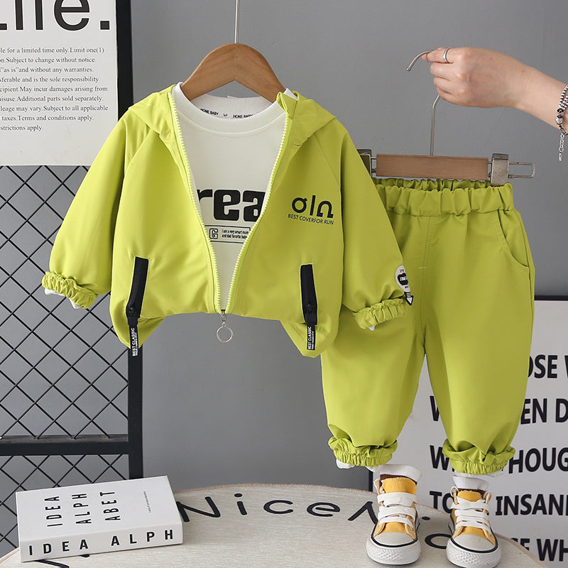 Boys' Suit 2026 New Spring and Style Children's Fashionable Casual Baby Autumn Sports Jacket Three-Piece Set Trendy