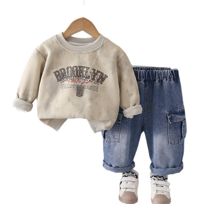Boys' Suit 2026 New Spring and Style Children's Fashionable Trendy Baby Autumn Casual Sports Two-Piece Set