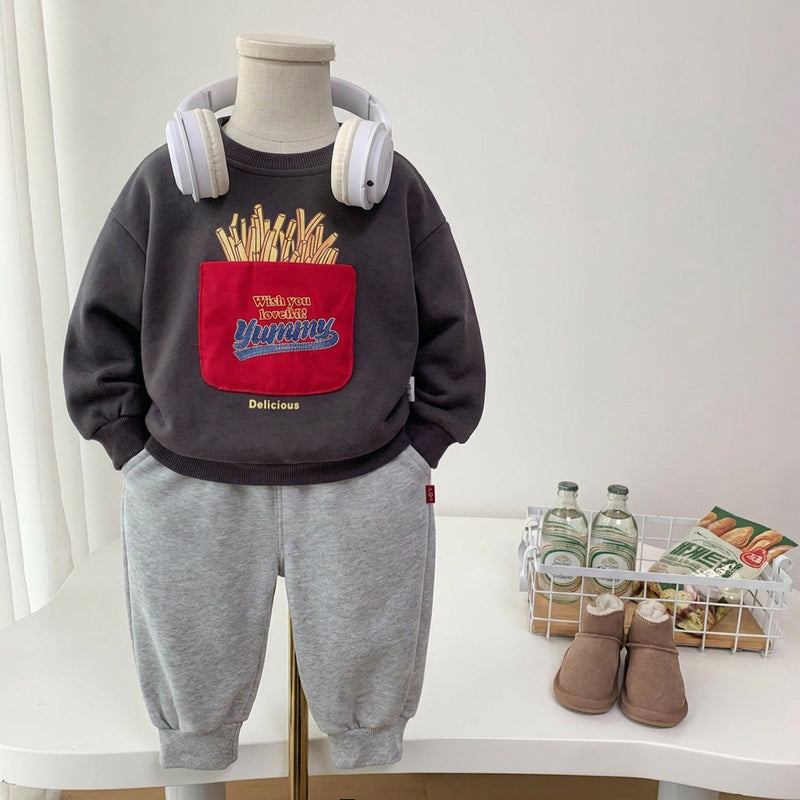 Boys' Outfit Spring Autumn 2026 New Fashionable Cartoon Sweatshirt and Pants 1-2 Year Old Baby Boy Two-Piece Set