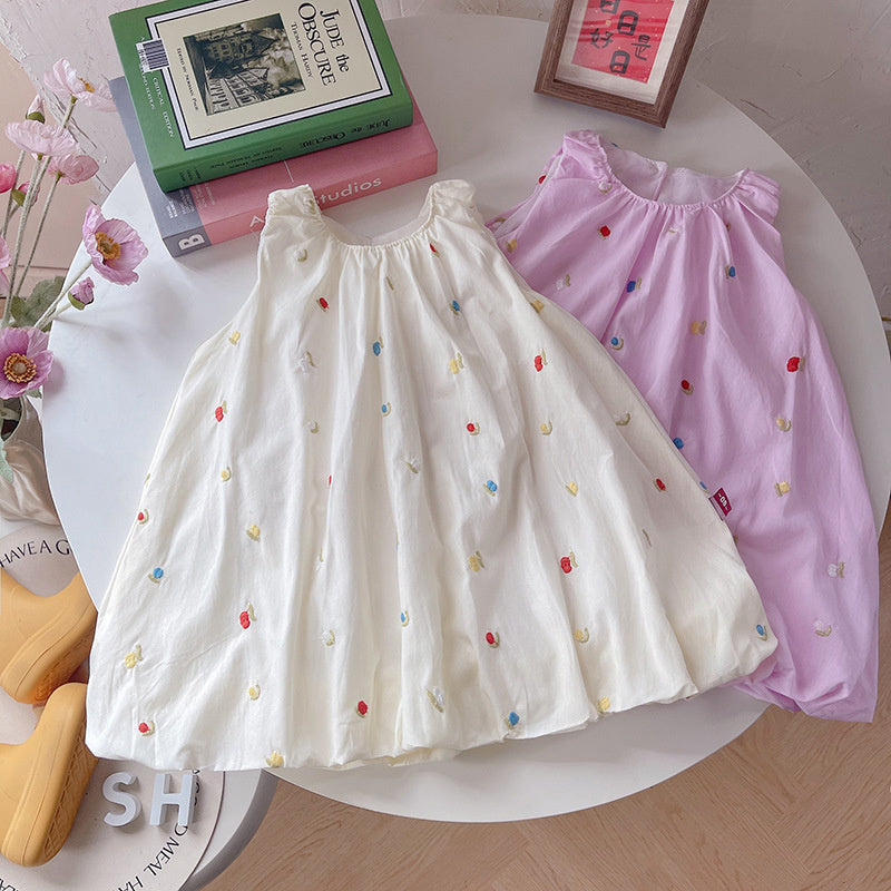 Girls' Embroidered Bud 2026 New Fashionable Baby Girl Princess Dress Infant Sleeveless Summer Outfit