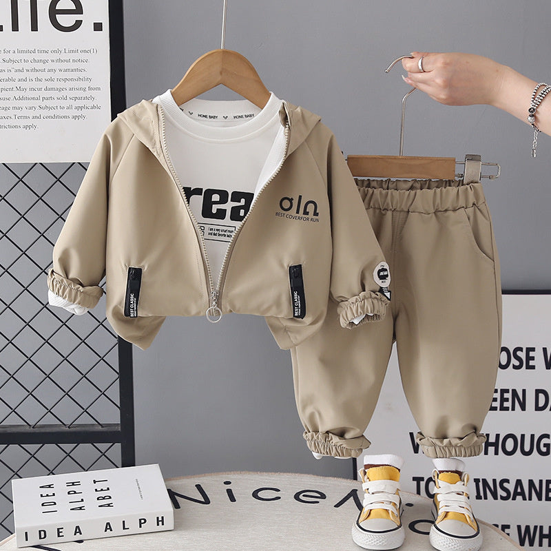 Boys' Suit 2026 New Spring and Style Children's Fashionable Casual Baby Autumn Sports Jacket Three-Piece Set Trendy