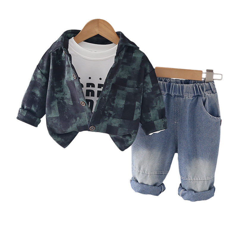 Baby Fluorescent Pattern Suit, Stylish Clothing, and Autumn Infant 2026 New Children's Wear, Boys' Spring Outfit