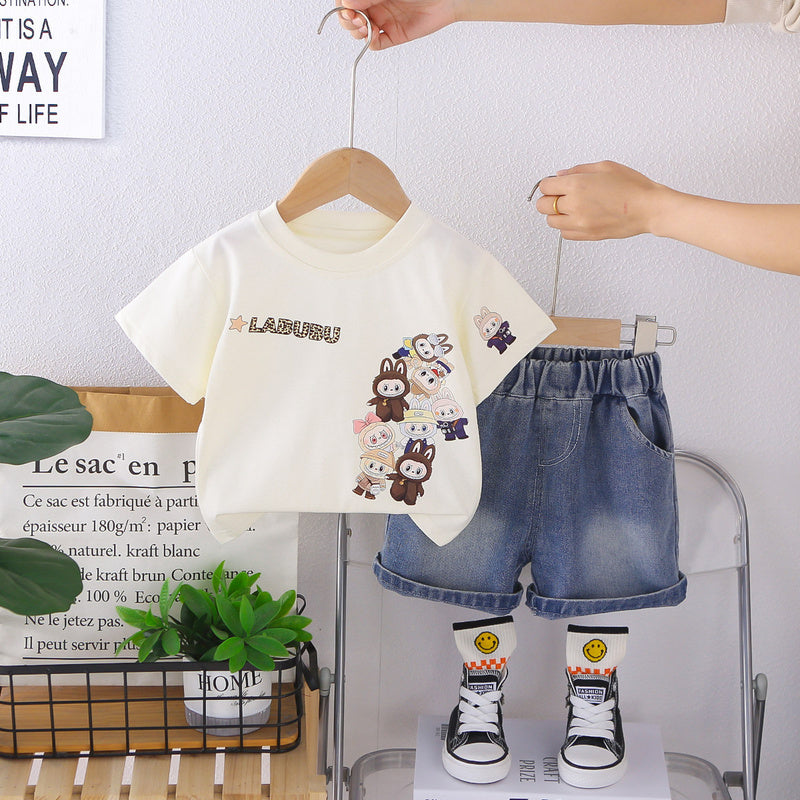 2026 Summer New Children's Short Sleeve Set Boys Girls Baby Cartoon T-shirt Shorts Two-piece Casual Outfit