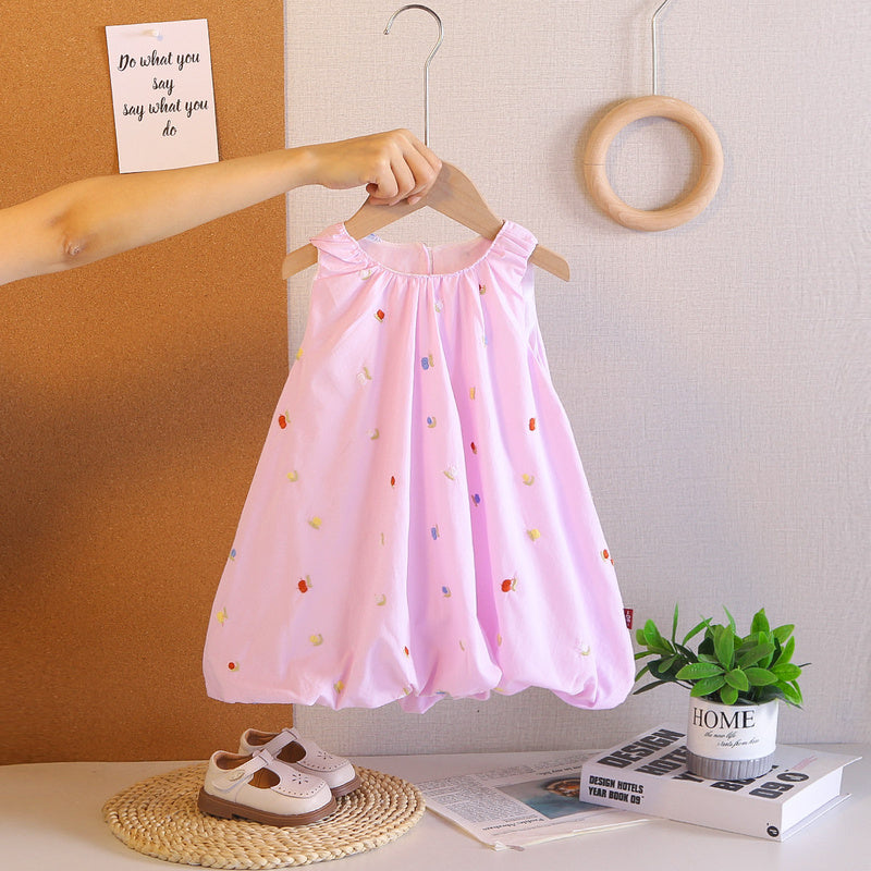 Girls' Embroidered Bud 2026 New Fashionable Baby Girl Princess Dress Infant Sleeveless Summer Outfit